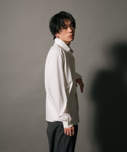 UNIIT(ユニット)の「【UNIIT/ユニット】ポリストレッチ ドルマンスリーブ シャツ ボウタイ付き ネクタイ付き セットアイテム 韓国ファッション モードファッション キレイ目(シャツ/ブラウス・メンズ・ブルー/チャコールグレー/ホワイト・MEDIUM/LARGE)」の9枚目の写真
