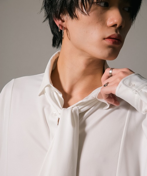 UNIIT(ユニット)の「【UNIIT/ユニット】ポリストレッチ ドルマンスリーブ シャツ ボウタイ付き ネクタイ付き セットアイテム 韓国ファッション モードファッション キレイ目(シャツ/ブラウス・メンズ・ブルー/チャコールグレー/ホワイト・MEDIUM/LARGE)」の12枚目の写真