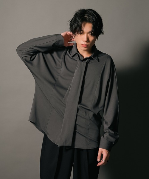 UNIIT(ユニット)の「【UNIIT/ユニット】ポリストレッチ ドルマンスリーブ シャツ ボウタイ付き ネクタイ付き セットアイテム 韓国ファッション モードファッション キレイ目(シャツ/ブラウス・メンズ・ブルー/チャコールグレー/ホワイト・MEDIUM/LARGE)」の20枚目の写真