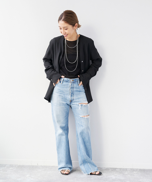 Plage プラージュ R’IAM ノーカラーシャツ 試着のみ plage（プラージュ）の「《予約》【R'IAM】 ノーカラー シャツ