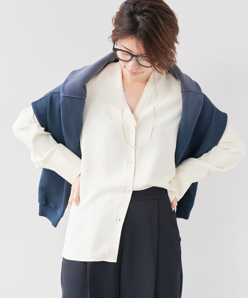R’IAM Plage ノーカラーシャツ plage ブラウス シャツ 「追加」R'IAM ノーカラーシャツ