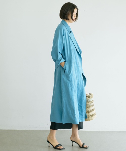 GALLARDAGALANTE（ガリャルダガランテ）の「リネンガウンコート（トレンチコート・レディース・ブルー/ベージュ・FREE）」の4枚目の写真