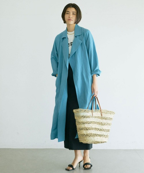 GALLARDAGALANTE（ガリャルダガランテ）の「リネンガウンコート（トレンチコート・レディース・ブルー/ベージュ・FREE）」の6枚目の写真