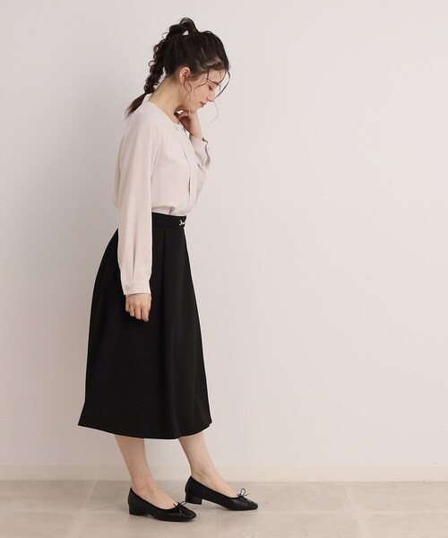 DRESKIP（ドレスキップ）の「◆ビット付きタックフレアスカート（スカート・レディース・サンドベージュ/ブラック/レモンイエロー・02/03）」の14枚目の写真