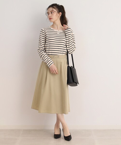 DRESKIP（ドレスキップ）の「◆ビット付きタックフレアスカート（スカート・レディース・サンドベージュ/ブラック/レモンイエロー・02/03）」の21枚目の写真