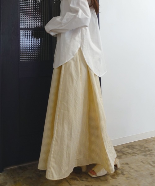 CORNERS（コーナーズ）の「ギンガムチェックフレアマキシスカート（スカート・レディース・ブラック/ライトベージュ/ネイビー・M）」の8枚目の写真