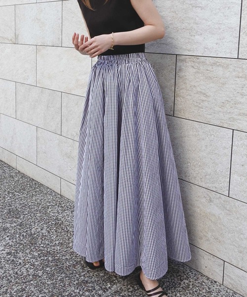 CORNERS（コーナーズ）の「ギンガムチェックフレアマキシスカート（スカート・レディース・ブラック/ライトベージュ/ネイビー・M）」の15枚目の写真