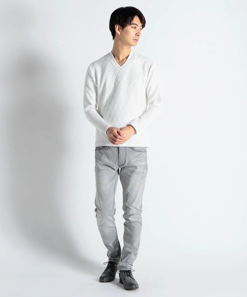 HIDEAWAYS NICOLE（ハイダウェイニコル）の「ヘリンボンブリスターカットソー（Tシャツ/カットソー・メンズ・ブラック/オフホワイト・MEDIUM/LARGE/X-LARGE）」の3枚目の写真