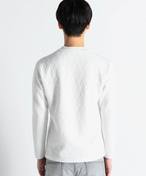 HIDEAWAYS NICOLE（ハイダウェイニコル）の「ヘリンボンブリスターカットソー（Tシャツ/カットソー・メンズ・ブラック/オフホワイト・MEDIUM/LARGE/X-LARGE）」の4枚目の写真