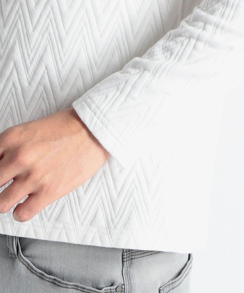 HIDEAWAYS NICOLE（ハイダウェイニコル）の「ヘリンボンブリスターカットソー（Tシャツ/カットソー・メンズ・ブラック/オフホワイト・MEDIUM/LARGE/X-LARGE）」の7枚目の写真