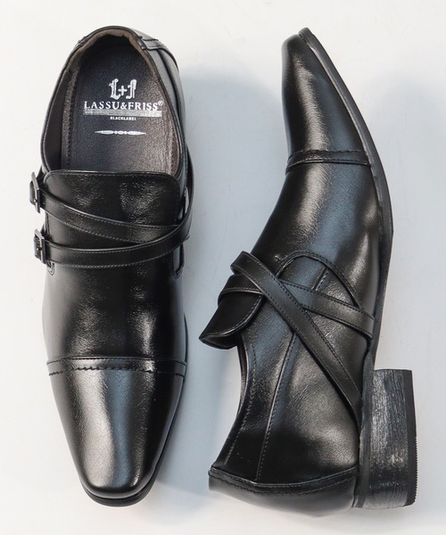 LASSU&FRISS（ラスアンドフリス）の「LASSU&FRISS/シークレットインソールストラップシューズ(5892)（ドレスシューズ・メンズ・ブラック/ライトブラウン・43/44/40/42/41/39）」の2枚目の写真