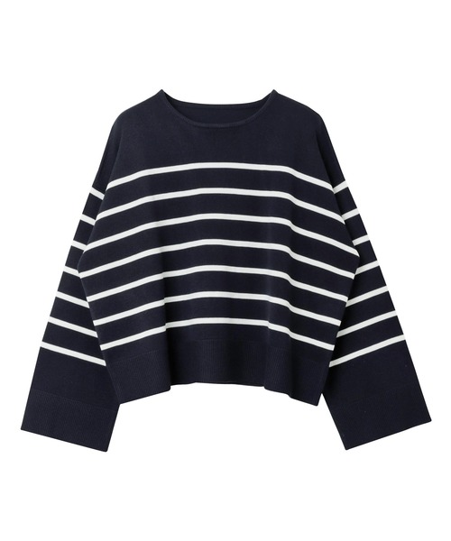 andme（アンドミー）の「リネンタッチボーダー長袖ニットトップス（ニット/セーター・レディース・ネイビー×ホワイト/ベージュ系/ホワイト×イエロー/ホワイト×ブラック・M）」の14枚目の写真