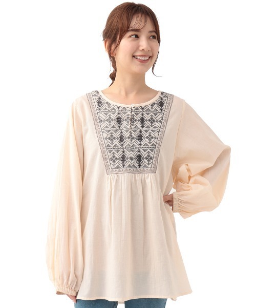 チチカカ（チチカカ）の「バイカラー刺繍チュニック 【大きいサイズ