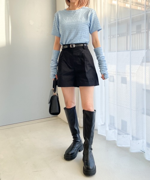 Heather（ヘザー）の「ベルト付きタックショートパンツ 190466