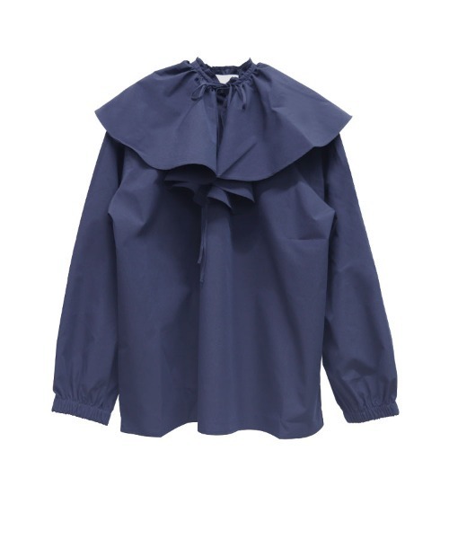 DONOBAN（ドノバン）の「ラッフルカラーブラウス（シャツ/ブラウス・レディース・ブルー/ホワイト/ネイビー・F）」の8枚目の写真