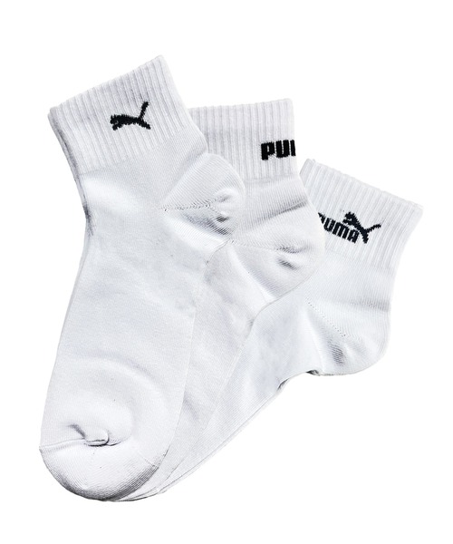 PUMA（プーマ）の「PUMA プーマ ブランド ロゴ ワンポイント 消臭加工 ショートソックス 靴下 3足セット 23cm 24cm 25cm（ソックス/靴下・レディース・ベージュ/ホワイト×ピンク/ホワイト×ブラック/ブラック×グリーン/ブラック/マルチ/ホワイト・23-25cm）」の2枚目の写真