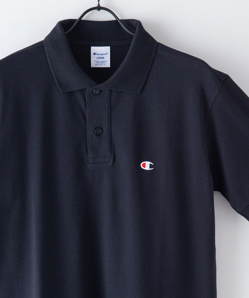 Champion（チャンピオン）の「【CHAMPION/チャンピオン】ワンポイントブランドロゴ刺繍　鹿の子　ポロシャツ コットン100％（ポロシャツ・メンズ・ブラック/カーキ/ネイビー/ホワイト/杢グレー・MEDIUM/X-LARGE/LARGE）」の10枚目の写真