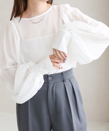 シアーボリュームスリーブブラウス