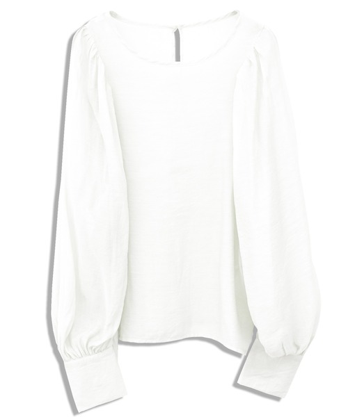 Social GIRL(ソーシャルガール)の「シアーボリュームスリーブブラウス(シャツ/ブラウス・レディース・グリーン/グレイッシュベージュ/ブラック/オフホワイト・M)」の11枚目の写真