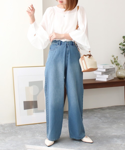 Social GIRL(ソーシャルガール)の「シアーボリュームスリーブブラウス(シャツ/ブラウス・レディース・グリーン/グレイッシュベージュ/ブラック/オフホワイト・M)」の14枚目の写真