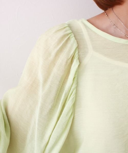 Social GIRL(ソーシャルガール)の「シアーボリュームスリーブブラウス(シャツ/ブラウス・レディース・グリーン/グレイッシュベージュ/ブラック/オフホワイト・M)」の13枚目の写真