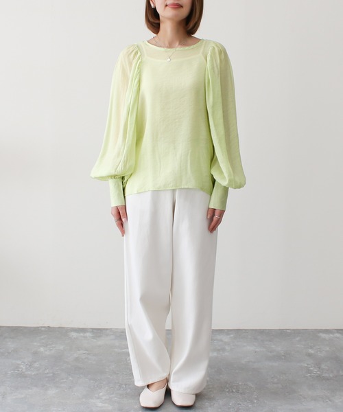 Social GIRL(ソーシャルガール)の「シアーボリュームスリーブブラウス(シャツ/ブラウス・レディース・グリーン/グレイッシュベージュ/ブラック/オフホワイト・M)」の10枚目の写真