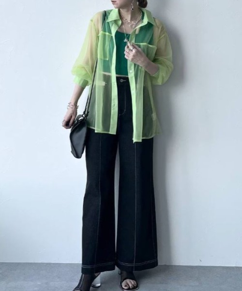 FOREVER 21（フォーエバー トゥエンティーワン）の「メッシュシアーシャツ（シャツ/ブラウス・レディース・ピンク/ブルー/グリーン/ホワイト/ブラック/グレー・FREE）」の20枚目の写真