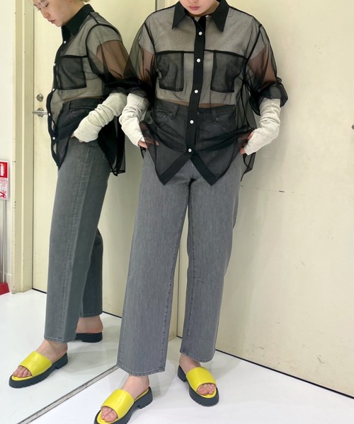 FOREVER 21（フォーエバー トゥエンティーワン）の「メッシュシアーシャツ（シャツ/ブラウス・レディース・ピンク/ブルー/グリーン/ホワイト/ブラック/グレー・FREE）」の13枚目の写真