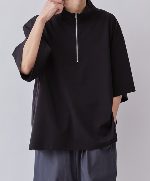 Lui's（ルイス）の「ハーフZIP5分袖カットソー（Tシャツ/カットソー