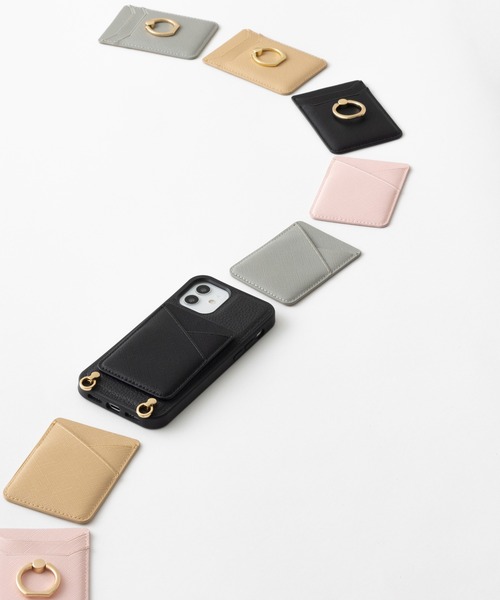 emonique（エモニーク）の「スマホ ポケットカードホルダー PUレザー（スマホグッズ・レディース・ブラック/グレー/ゴールド/ピンク・FREE）」の6枚目の写真