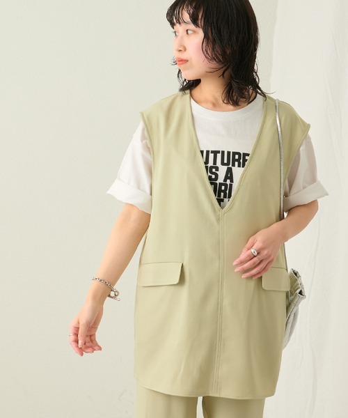 COLONY 2139（コロニートゥーワンスリーナイン）の「深Vネックポケット付きベスト（ベスト・レディース・アイボリー/ミント/ブラック・FREE）」の9枚目の写真