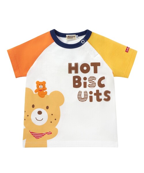 HOT BISCUITS(ホットビスケッツ)の「キャラクター ラグラン半袖Tシャツ(Tシャツ/カットソー・キッズ・グリーン/マルチ/ピンク・120cm/80cm/90cm/110cm/100cm)」の1枚目の写真