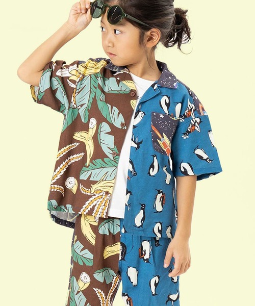 F.O.KIDS(エフオーキッズ)の「F.O.KIDS/エフオーキッズ ALOHA SHIRT アロハシャツ(シャツ/ブラウス・キッズ・ブルー/レインボー/チャコール/ブラウン・140/130/120)」の1枚目の写真