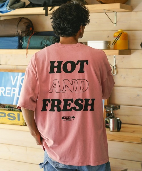 BAYFLOW(ベイフロー)の「SUNSETプリントTシャツ(Tシャツ/カットソー・メンズ・セージグリーン/オフホワイト/ピンク/ベージュ/チャコール/ライトベージュ/ベビーピンク/ブラック・MEDIUM/LARGE)」の8枚目の写真