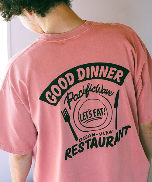 BAYFLOW(ベイフロー)の「SUNSETプリントTシャツ(Tシャツ/カットソー・メンズ・セージグリーン/オフホワイト/ピンク/ベージュ/チャコール/ライトベージュ/ベビーピンク/ブラック・MEDIUM/LARGE)」の7枚目の写真