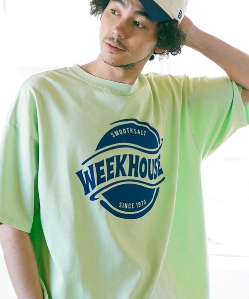 BAYFLOW(ベイフロー)の「SUNSETプリントTシャツ(Tシャツ/カットソー・メンズ・セージグリーン/オフホワイト/ピンク/ベージュ/チャコール/ライトベージュ/ベビーピンク/ブラック・MEDIUM/LARGE)」の1枚目の写真