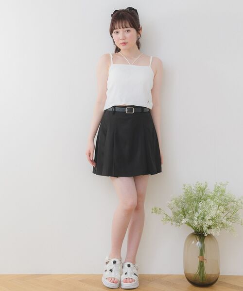 ems excite(エムズエキサイト)の「裾刺繍カップインキャミ(Tシャツ/カットソー・レディース・ブラック/オフホワイト/ブラック系その他3/ブルー・FREE)」の9枚目の写真