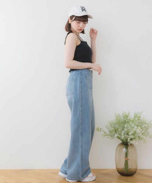 ems excite(エムズエキサイト)の「裾刺繍カップインキャミ(Tシャツ/カットソー・レディース・ブラック/オフホワイト/ブラック系その他3/ブルー・FREE)」の20枚目の写真
