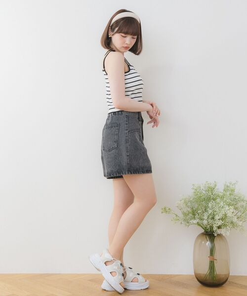 ems excite(エムズエキサイト)の「裾刺繍カップインキャミ(Tシャツ/カットソー・レディース・ブラック/オフホワイト/ブラック系その他3/ブルー・FREE)」の21枚目の写真