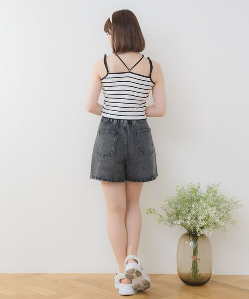 ems excite(エムズエキサイト)の「裾刺繍カップインキャミ(Tシャツ/カットソー・レディース・ブラック/オフホワイト/ブラック系その他3/ブルー・FREE)」の7枚目の写真