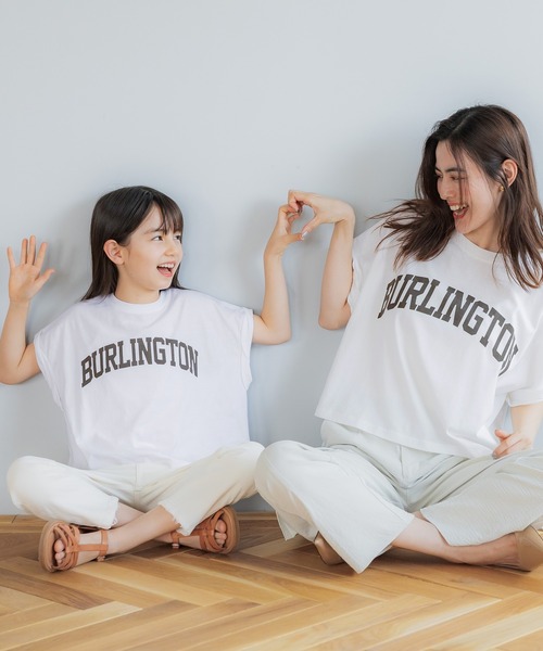 セール】【WEB限定セール】キッズ 親子お揃いロールアップ袖ロゴT