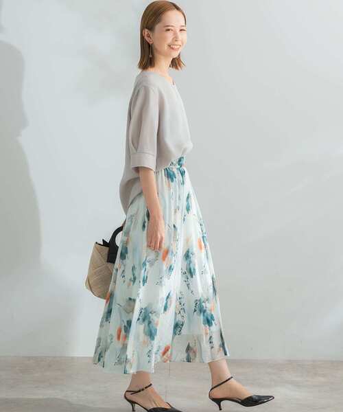 URBAN RESEARCH ROSSO WOMEN(アーバンリサーチ ロッソ)の「アートプリントシアーギャザースカート(スカート・レディース・オフホワイト/ブラック・FREE)」の8枚目の写真