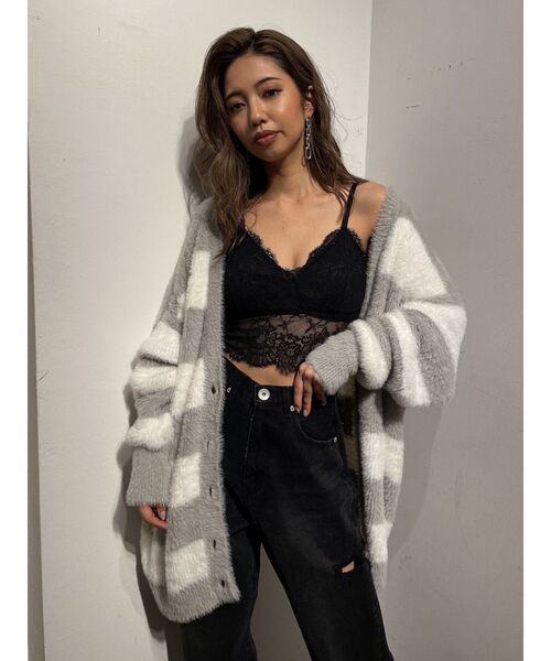 GYDA(ジェイダ)の「シャギーLOOSE ニットカーディガン(カーディガン/ボレロ・レディース・オフホワイト/グレー/チャコールグレー/ベージュ・FREE)」の3枚目の写真