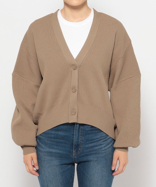 mysty woman（ミスティウーマン）の「キリカエリブダンボールカーデ　972188（カーディガン/ボレロ・レディース・ブラック/オフホワイト/モカ・FREE）」の7枚目の写真