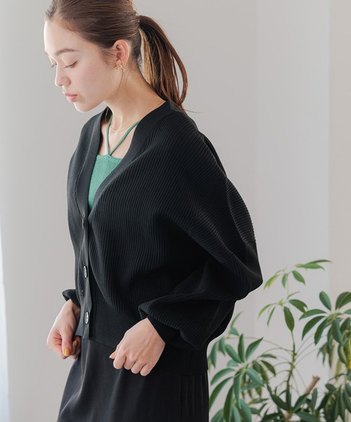 mysty woman（ミスティウーマン）の「キリカエリブダンボールカーデ　972188（カーディガン/ボレロ・レディース・ブラック/オフホワイト/モカ・FREE）」の21枚目の写真