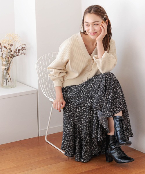mysty woman（ミスティウーマン）の「キリカエリブダンボールカーデ　972188（カーディガン/ボレロ・レディース・ブラック/オフホワイト/モカ・FREE）」の17枚目の写真