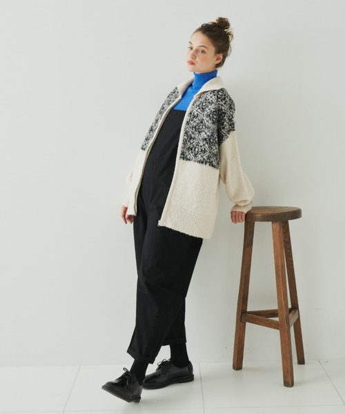 EDIT Gris（エディットグリ）の「切り替えジャガードジップニットカーディガン（カーディガン/ボレロ・レディース・アイボリー・FREE）」の11枚目の写真