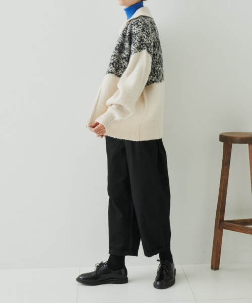 EDIT Gris（エディットグリ）の「切り替えジャガードジップニットカーディガン（カーディガン/ボレロ・レディース・アイボリー・FREE）」の12枚目の写真