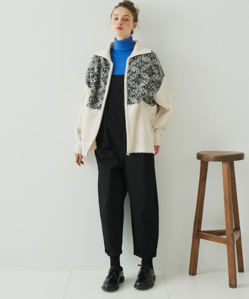 EDIT Gris（エディットグリ）の「切り替えジャガードジップニットカーディガン（カーディガン/ボレロ・レディース・アイボリー・FREE）」の13枚目の写真