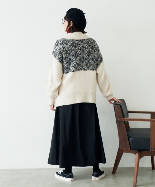 EDIT Gris（エディットグリ）の「切り替えジャガードジップニットカーディガン（カーディガン/ボレロ・レディース・アイボリー・FREE）」の18枚目の写真